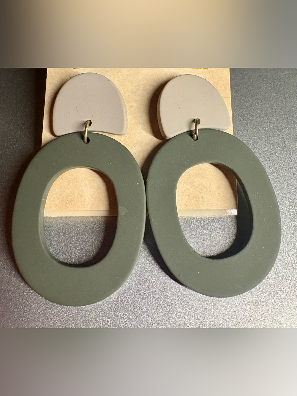 Olive and mushroom acrylic post earrings